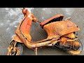 Full restoration 50 years old vespa 150cc motorcycles  repair restore vespa lx rusty motorcycles