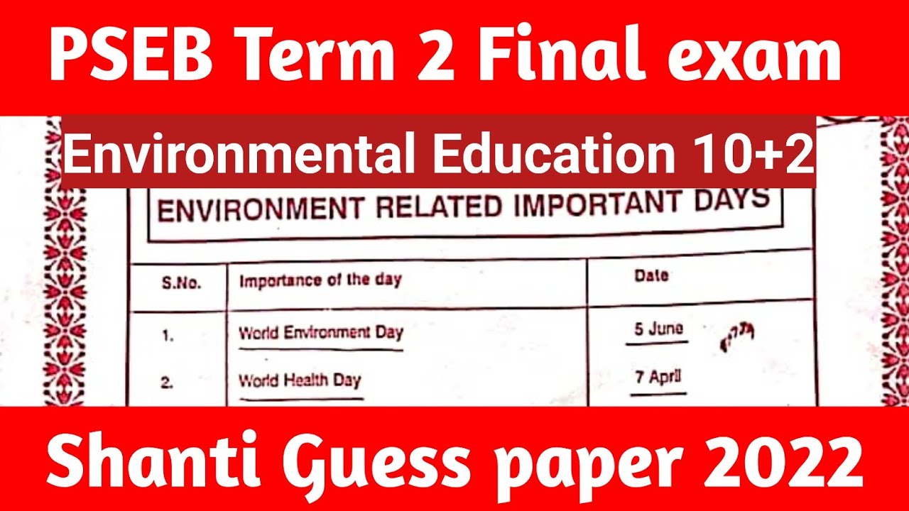 EVS Class 12 Term 2 solution 2022, EVS 12th Shanti Guess paper 2022