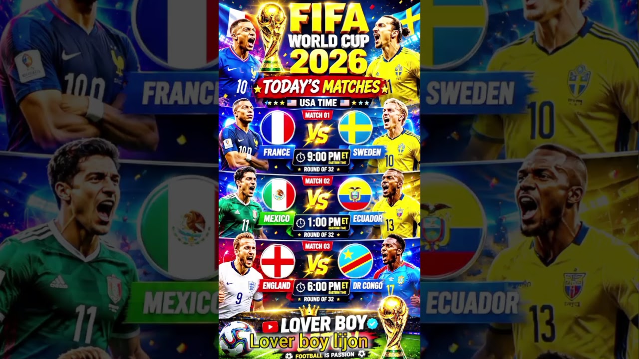 Today FIFA World Cup 2026 Match Schedule | Football Live Match Today ⚽👑