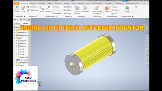 Car Air Filter design in Autodesk inventor || Inventor cad design 3d || 3d drawings in inventor cad