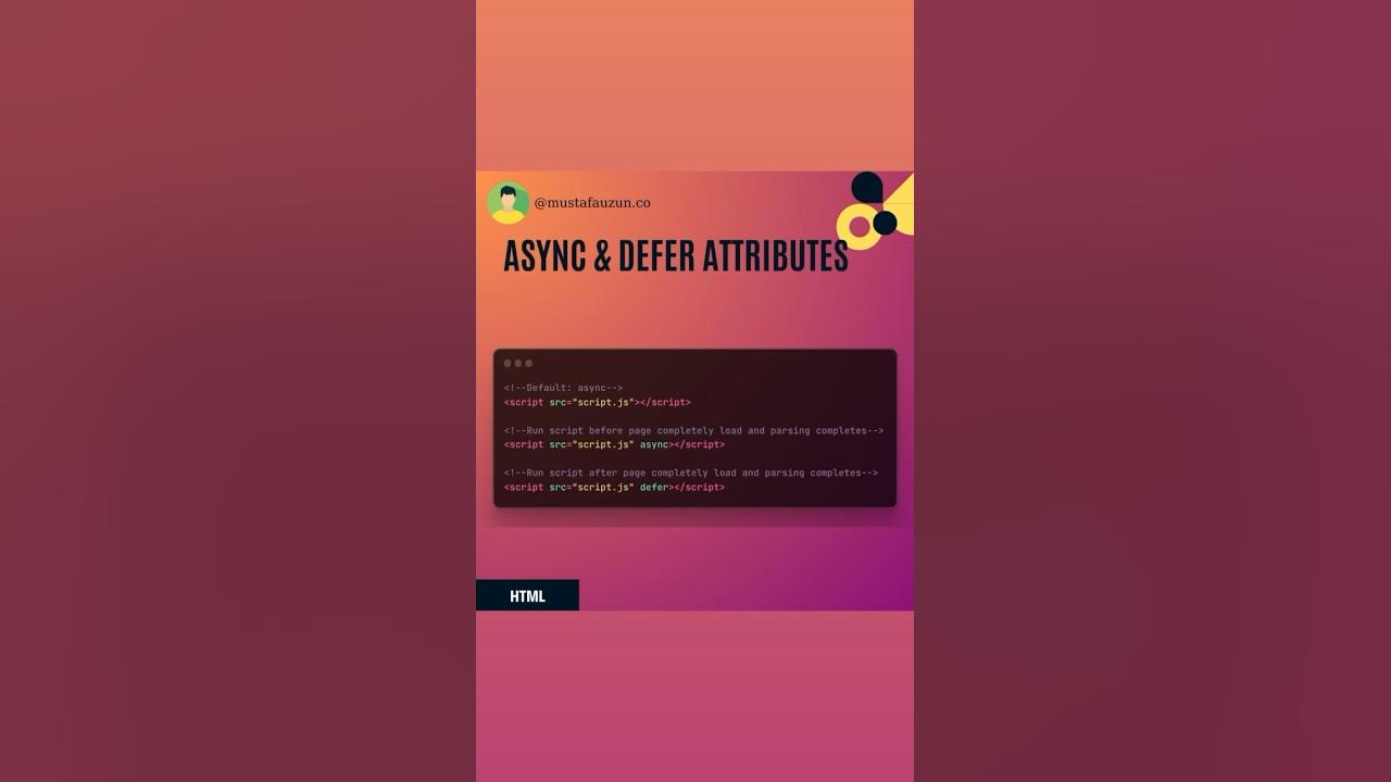 HTML, Async & Defer Attributes #html #javascript - YouTube