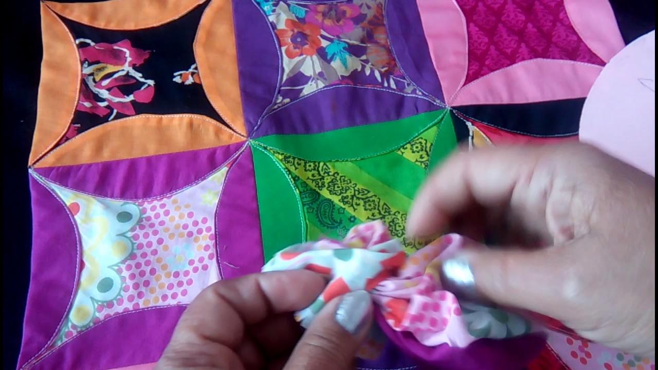 38Cathedral Window quilt/bedspread from leftover pieces of cloth(Hindi