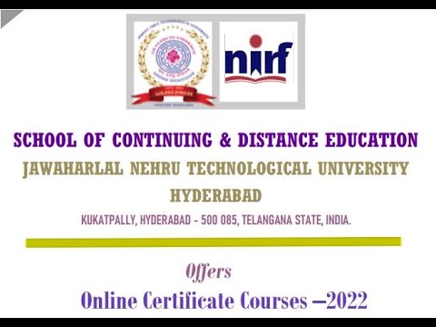 Certificate Courses  in School of Continuing and Distance Education (SCDE), JNTUH, Kukatpally, Hyd