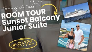 ROOM TOUR: The Vision of the Seas Sunset Balcony Junior Suite, Royal Caribbean [8592]