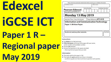 Edexcel iGCSE ICT Paper 1 Regional Paper May 2019