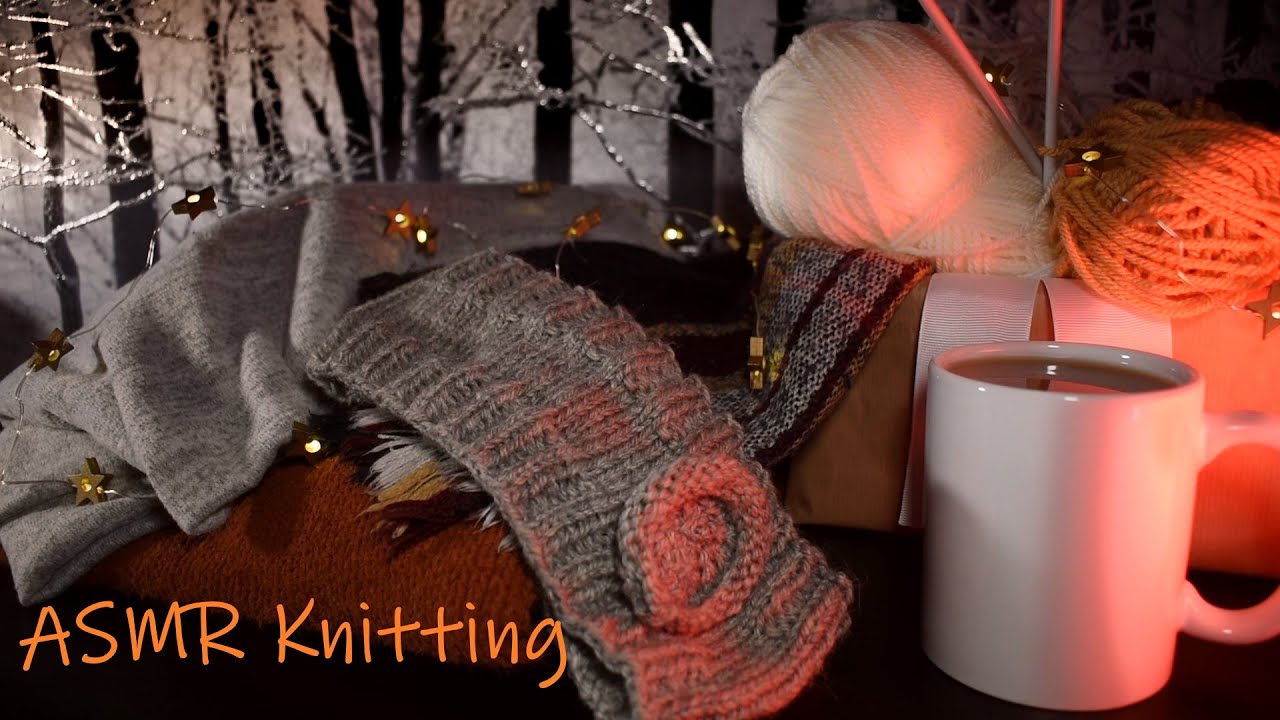 Knitting ASMR for Sleep, Knitting a Winter Headband, Cozy Lights, No Talking