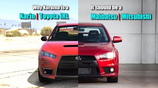 GTA V All vehicles in wrong vehicle brands | karin kuruma/ toyota Lancer?