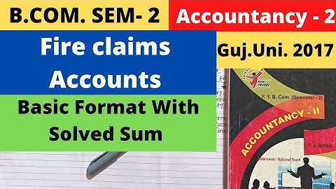 Fire Claims Account B.Com SEM 2 Accountancy 2 Gujarat University 2017 Solved Sum