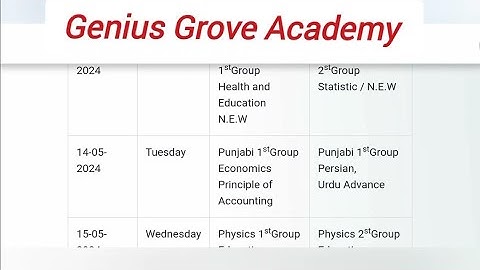 11th class date sheet 2024 || 1st year date sheet 2024 || Punjab Board || Genius Grove Academy
