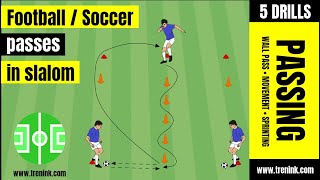 Football/Soccer passes in slalom | training for 3 players with focus on technique with the ball