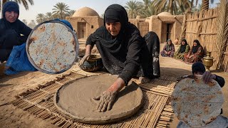 كيف يعملون اهل القرية في العراق الطابك الطيني الذي يتم وضع عليه خبز السياح المفضل لديهم خطوة بخطوة 