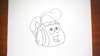 How To Draw Backpack Step by Step for Kids | Dora The Explorer Characters Drawing For Kids