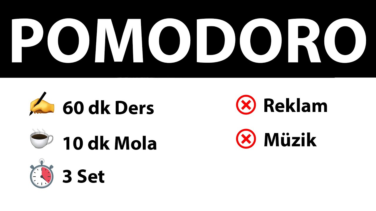 Pomodoro Tekniği - 60 dk Ders 10 dk Mola (3 Set) - Reklamsız - Müziksiz
