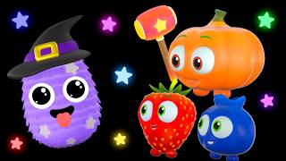 Funky Fruits Baby Sensory 🍓 | Halloween Egg Surprise 🥚 Counting Eggs & Colorful Candy Song 🎶