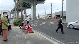 ごみ収集車と教習車が衝突　バス停倒れる ３人搬送　名古屋・中川区 (22/03/31 16:58)