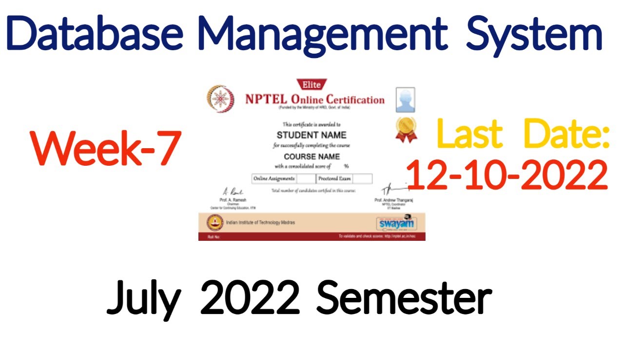 database management system nptel week 7 assignment answers