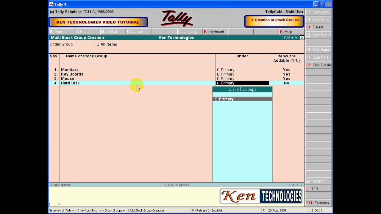 Tally Tutorials How to Create Stock Group In Tally YouTube