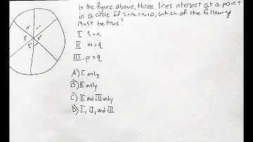 In the figure above, three lines intersect at a point in a circle. If l+m=n+0, which of the follow