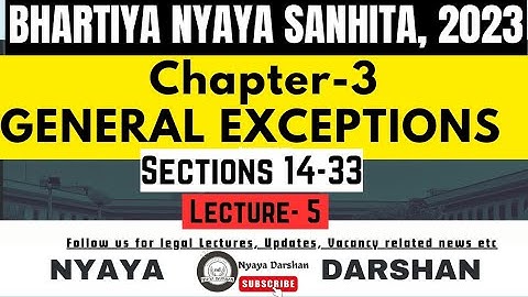 Ch-3 |General Exceptions| Sections 14-33 |Bharatiya Nyaya Sanhita (BNS) 2023