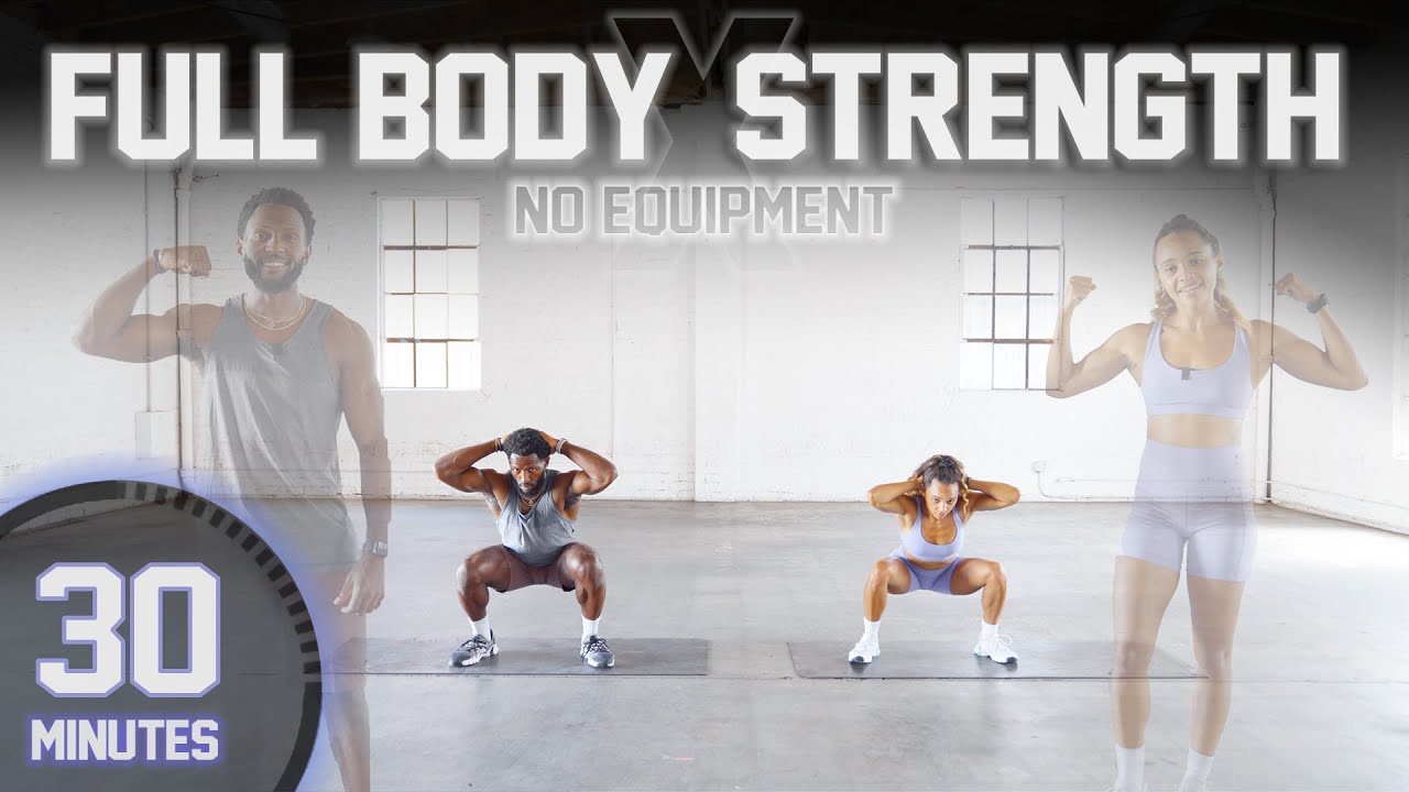 ⁣30 Minute Full Body Strength Workout [No Equipment + Modifications]