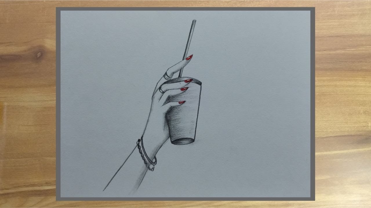Cool Easy Drawing How To Draw A Hand Holding Juice Glass In Pencils Cool Easy Drawing How To Draw A Hand Holding Juice Glass In Pencils