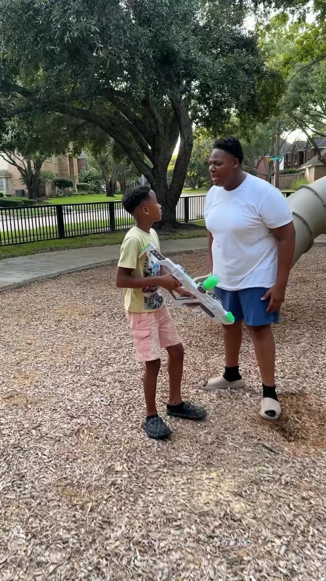 Big boy steals gel blaster from friend at the park #shorts