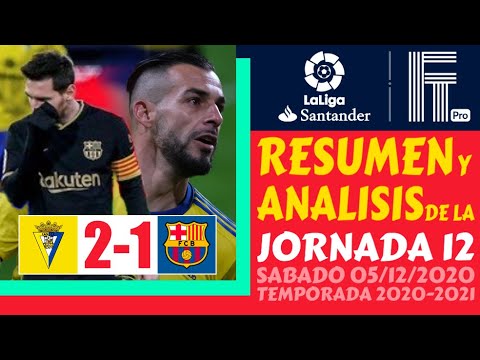 RESUMEN de la LIGA ESPAÑOLA Jornada 12 🏆 (2020) CADIZ vs BARCELONA (2-1) hoy - YouTube
