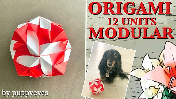 【ORIGAMI 12 UNITS MODULAR】Step by Step Origami Tutorial | Origami Kusudama
