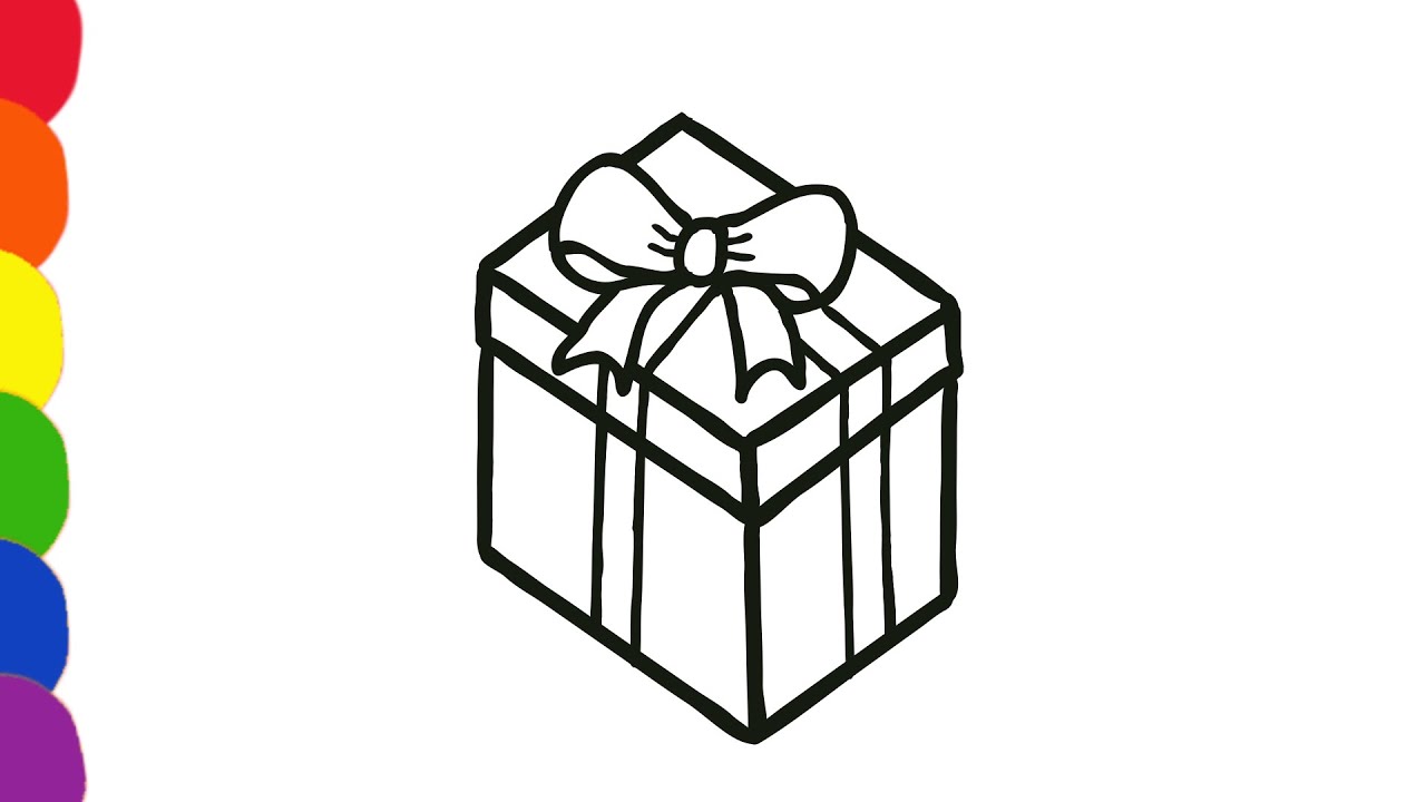 How to Draw a Gift Box easy. Birthday drawing. Child Art. YouTube