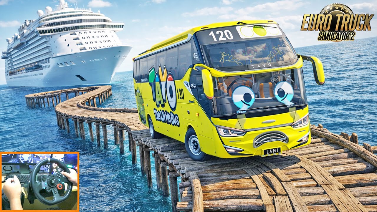 So Dangerous! Bus Lani on a Curved Wooden Bridge Above the Ocean | Telolet Tak Berdaya