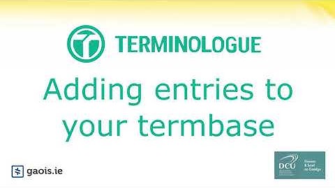 Entering Terms in Terminologue
