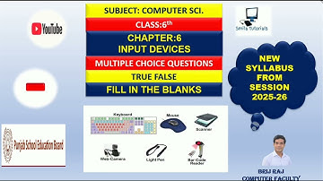 CLASS:6th CHAPTER:6 INPUT DEVICES (MCQ, TRUE FALSE AND FILL IN THE BLANKS)NEW SYLLABUS 2025