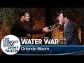 Orlando Bloom crushes Jimmy Fallon in a water fight, with some help from 'The Princess Bride'