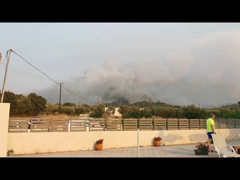 Rhodes, Theologos forest fire getting closer to the village.