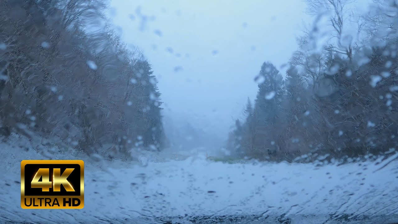 Car Windshield Snow fall POV Like You Are There Sleep Better
