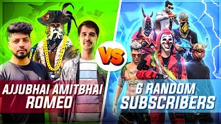 Ajjubhai, Amitbhai & Romeo Vs 6 Random Pro Subscribers😱- Pressure Me Daal Diya😂- Garena Free Fire