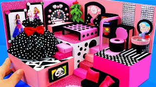 DIY Barbie Doll Dress-Up 💕 DIY Miniature Pink &amp; Black Dollhouse
