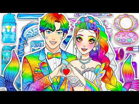 💖Paper DIY💖KPOP DEMON HUNTERS Couple Mermaid RUMI x JINU Skincare + Make up💐Blind Bag ASMR [4K]