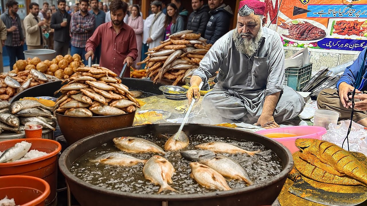Whole Crispy FRY FISH & GRILLED SEAFOOD | Amjad Machhali Faroosh | Fried Fish Street Food Pakistan