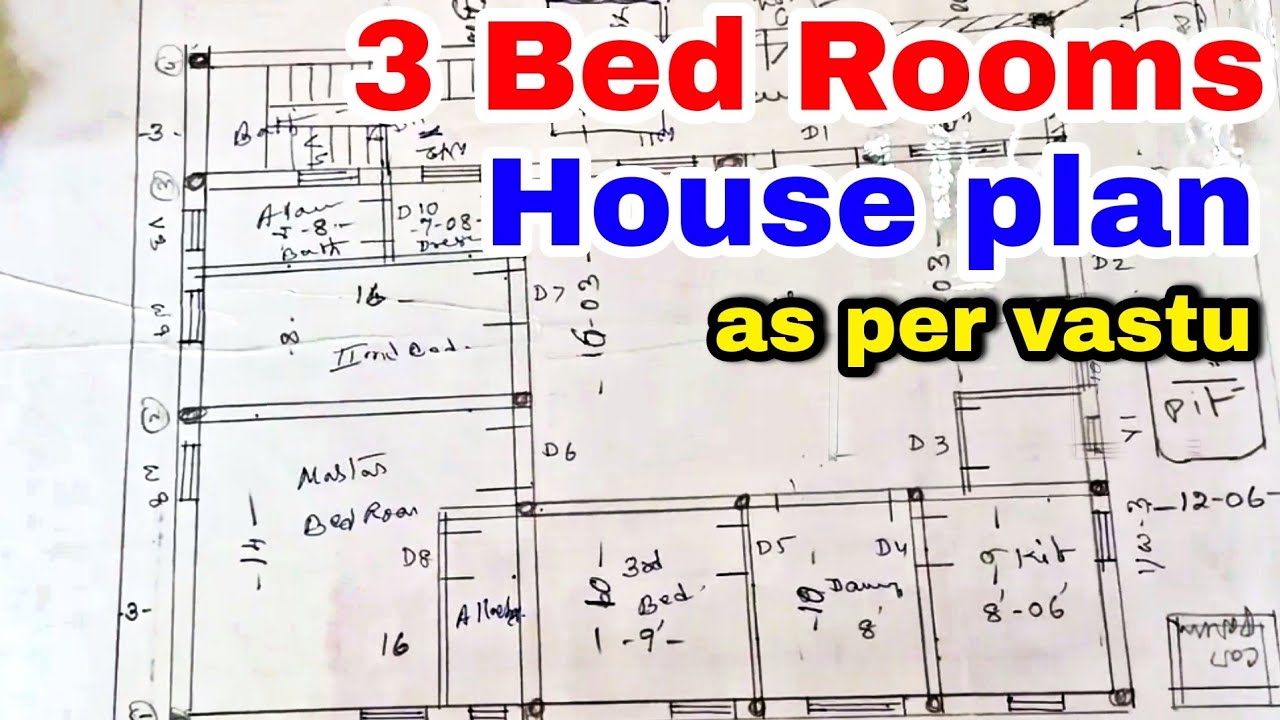 3 Bedroom House Plan as per vastu 3 bedroom plans 35×40 house plans Vastu Tips Vastu