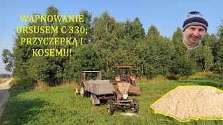 Wapnowanie pola z belarus mtz82ursusc330kos. Sprzęty i operatorzy dali radę