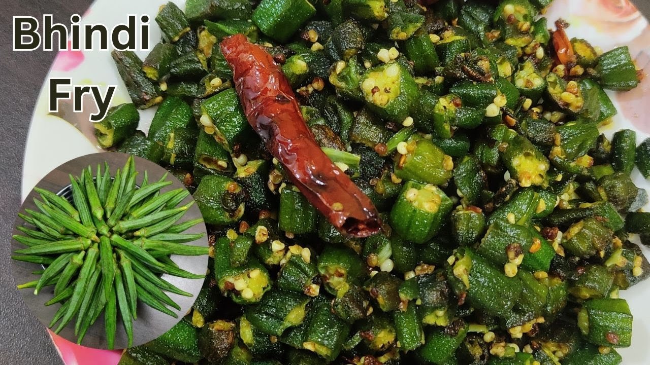 Bhindi Fry Recipe Bhindi Ki Sabji Without Onion Garlic Okara Fry