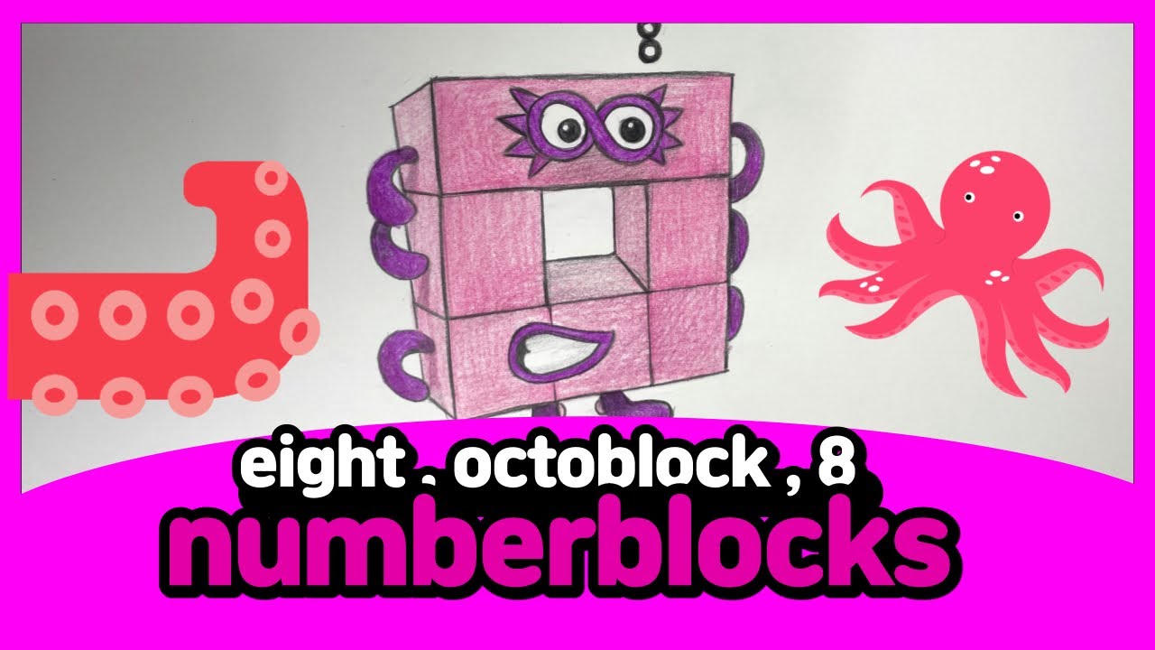 넘버블럭스 Numberblocks | 8 숫자 그리기 | 색연필 | 캐릭터 그리기 - Youtube