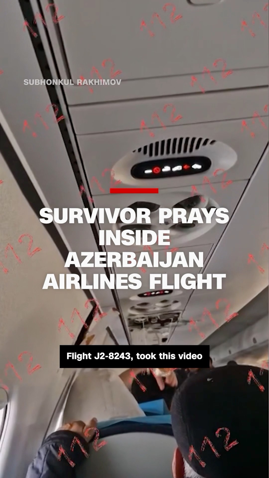 Survivor prays inside Azerbaijan Airlines flight #cnn #news #planecrashsurvivor #azerbaijanairlines