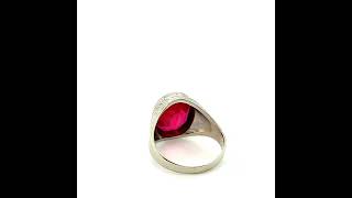 Antique Ruby Ring 14K Solid White Gold Solitaire Ring Antique Ring Victorian Ring Men's Ring