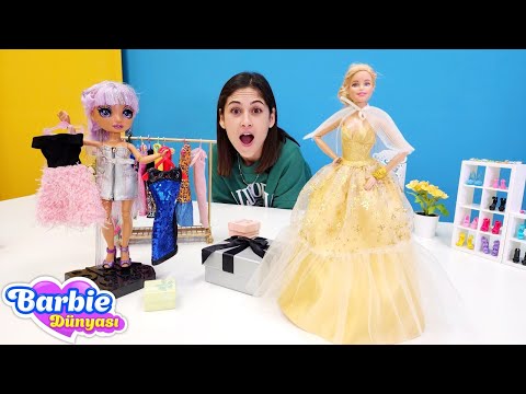 Barbie balo için elbise seçiyor! Ayşe ile Barbie giyim oyunu!