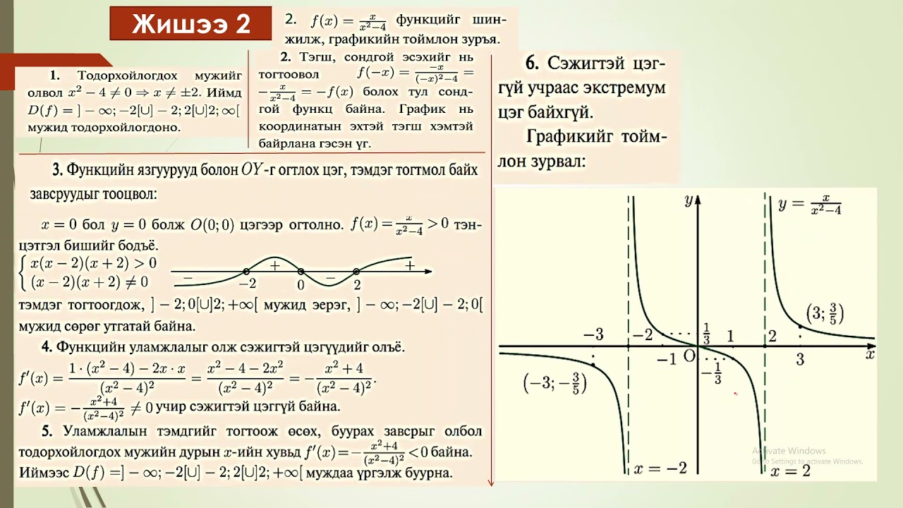 Функц шинжилж график байгуулах