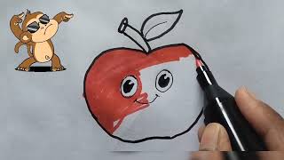 How to draw a apple for kids| apple drawing easy|drawing and colouring