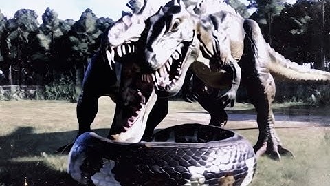 Two T. Rexes Battle for the Python#ai#GPT#sora#openai#story#animal