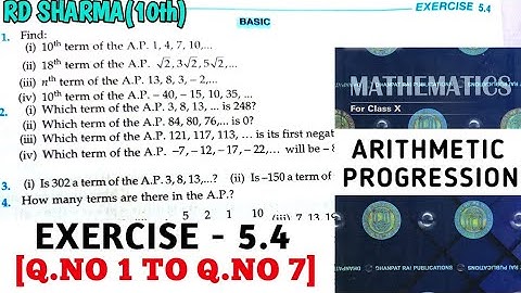 RD SHARMA CLASS 10 ARITHMETIC PROGRESSION EXERCISE- 5.4[Q.NO 1 TO 7] MATH FEAR | CHAPTER 5 |CBSE